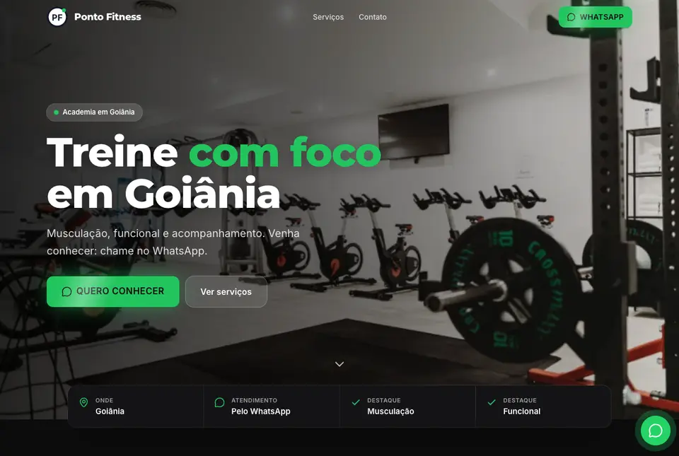 Site Ponto Fitness no computador