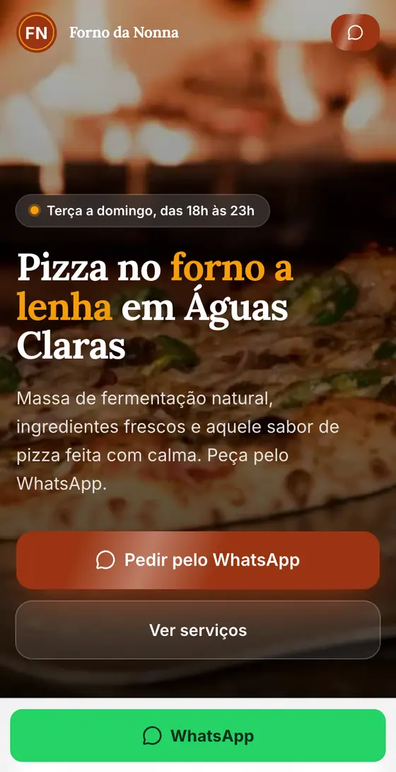 Site Forno da Nonna no celular