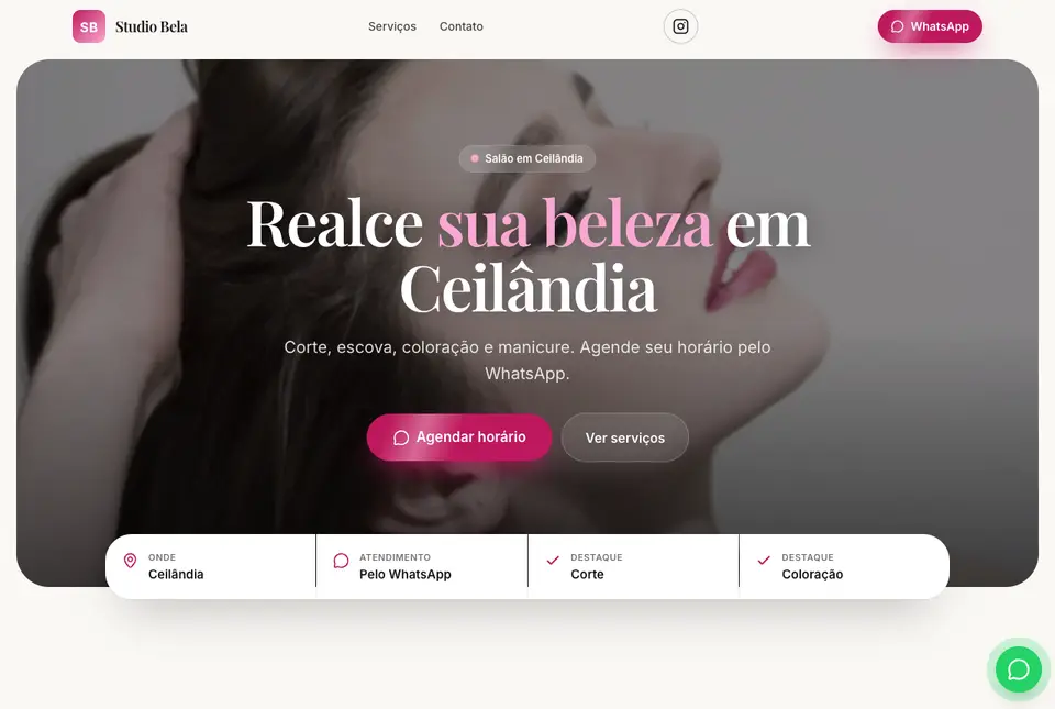 Site Studio Bela no computador
